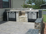 This stone and block work and concrete under the tile was done by Keeton Enterprises Inc.